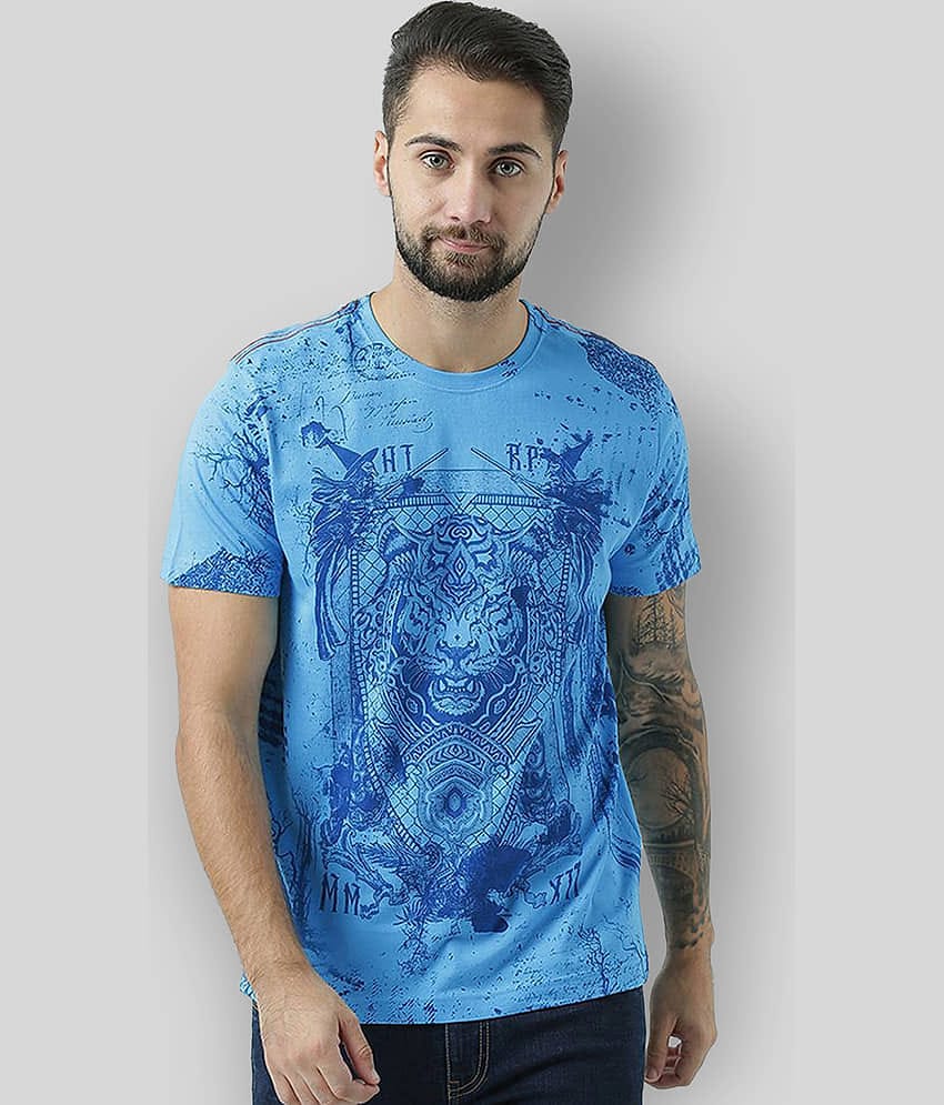 Huetrap Pack of 1 Cotton Regular Fit Men's T-Shirt ( Turquoise )