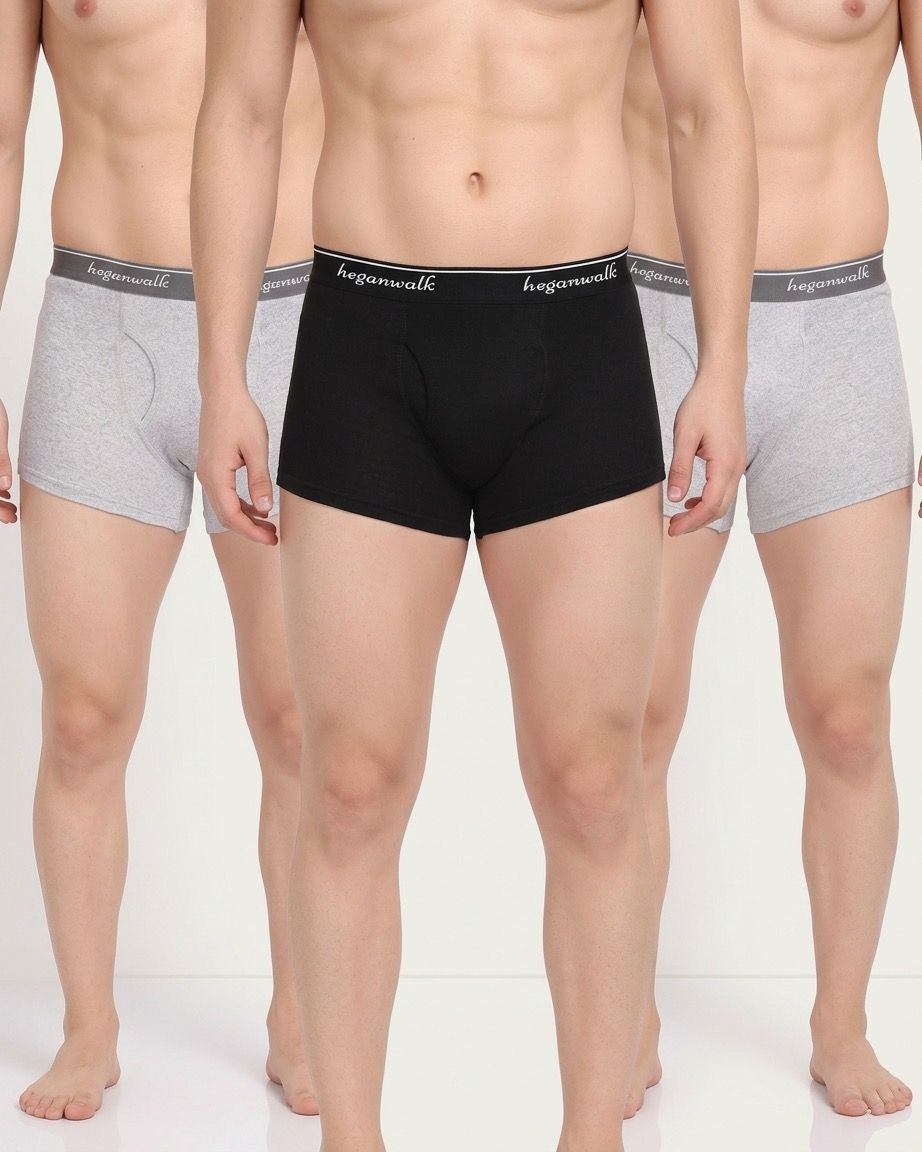 Heganwalk Pack of 3 Pocket Trunks Black and Grey