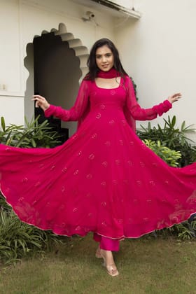 Anarkali Gown Pant With Dupatta-M