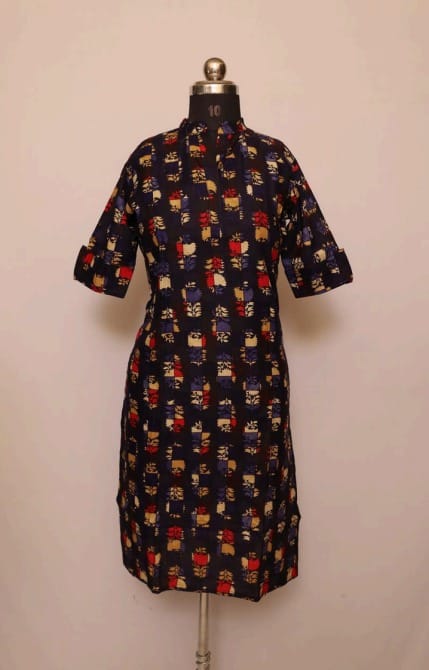 Cotton Collar Kurti With Sleeves