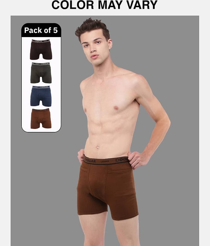 Dollar Lehar Mens Combed Cotton Trunk - Pack of 5 - (Colour May Vary)
