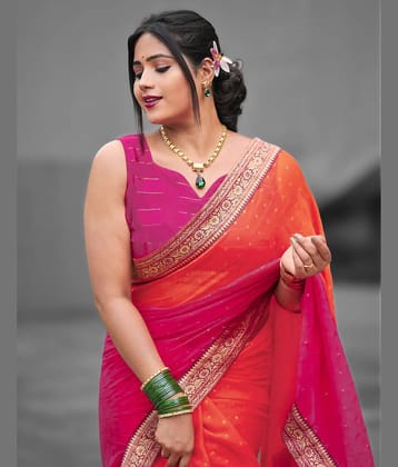 Samah Georgette Printed Regular Saree With Unstitched Blouse Piece ( Multicolor )