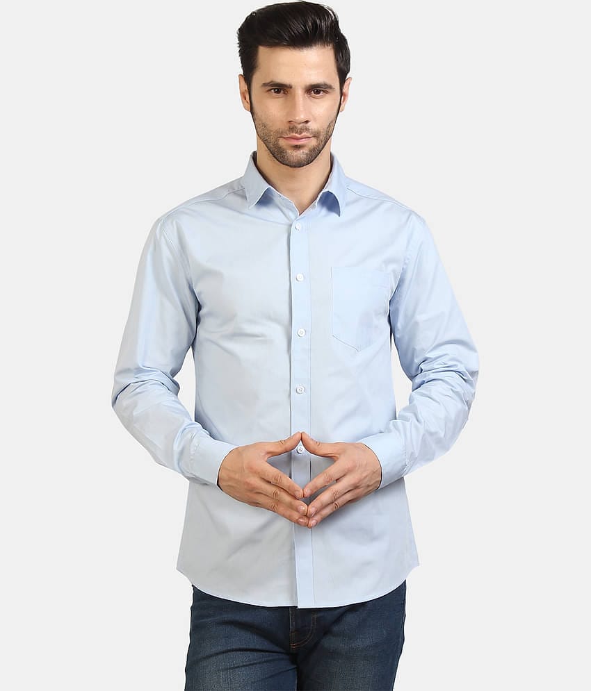 Life Roads - Light Blue Cotton Slim Fit Men's Casual Shirt ( Pack of 1 )
