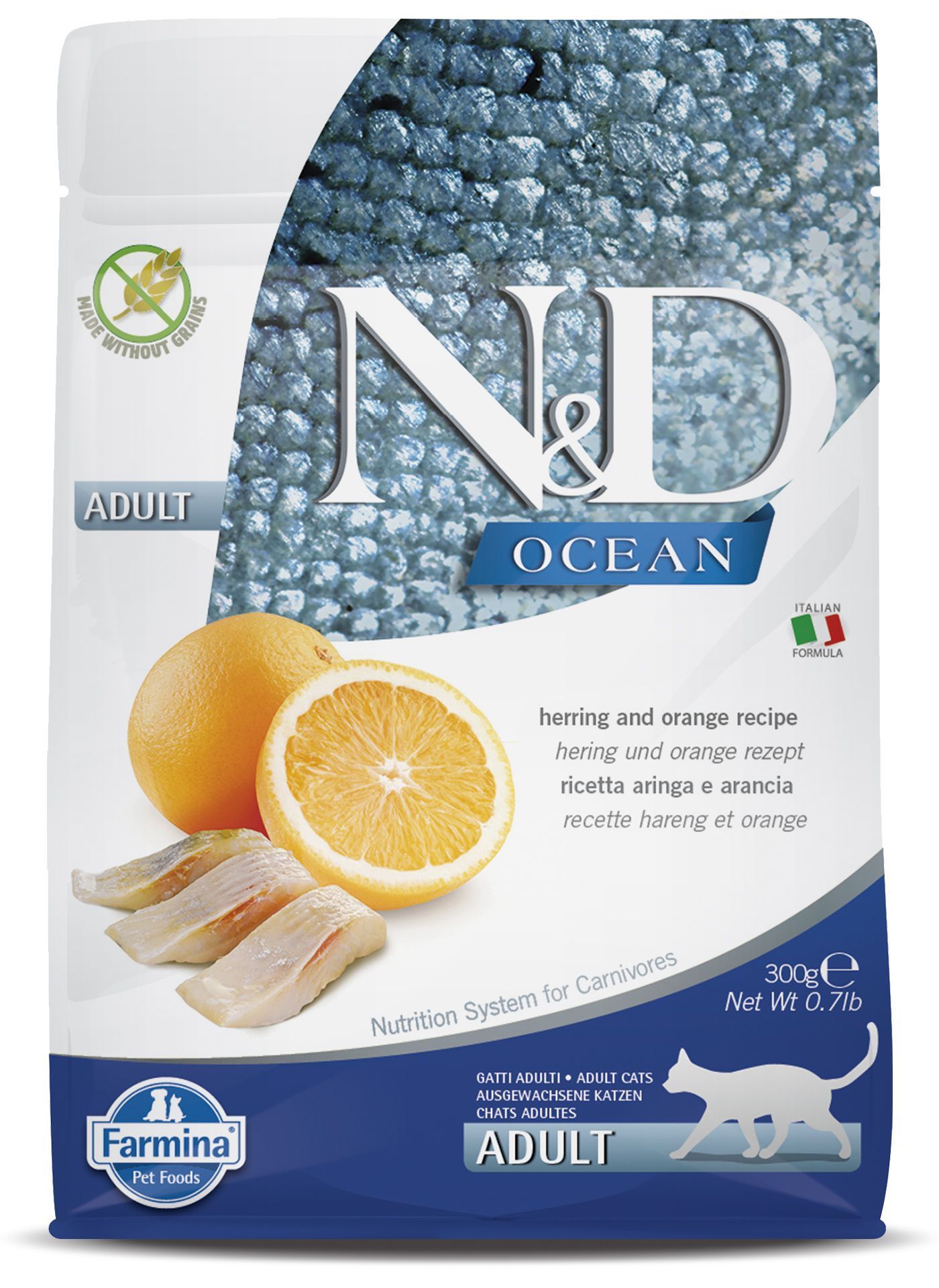 N&amp;D Ocean Herring &amp; Orange Cat Dry Food Grain Free Adult 300g