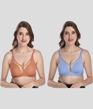 Elina Pack of 2 Cotton Non Padded Women's T-Shirt Bra ( Maroon )