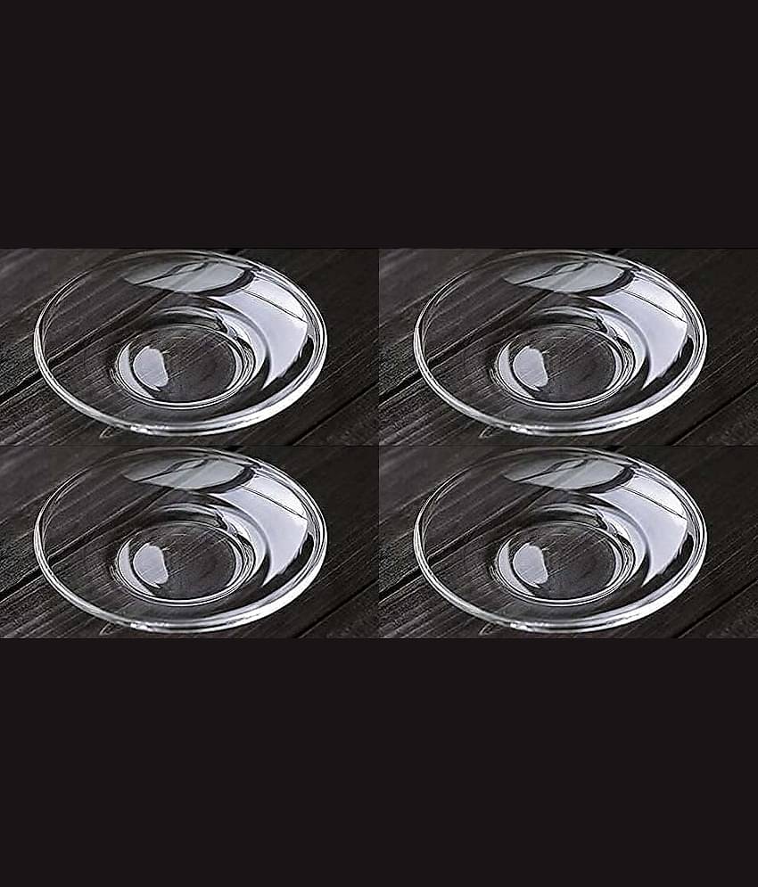 Somil 4 Pcs Glass Transparent Dessert Plate