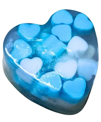 Aesthetic Living Sweet Hearts - Blue Handmade Glycerin Soap with Peppermint Essential Oil, 110 gm