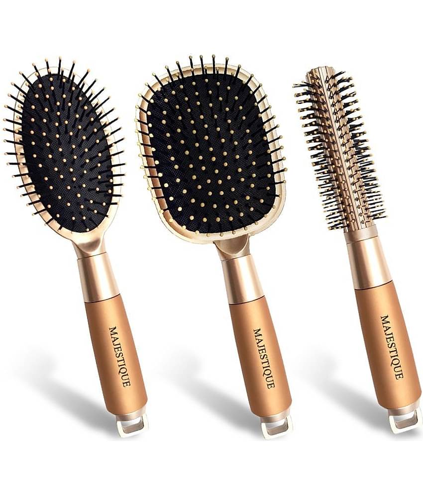 Majestique Detangling Paddle Brush Refresh and Roller hair brush Extend for All Hair Types - 3 Pcs