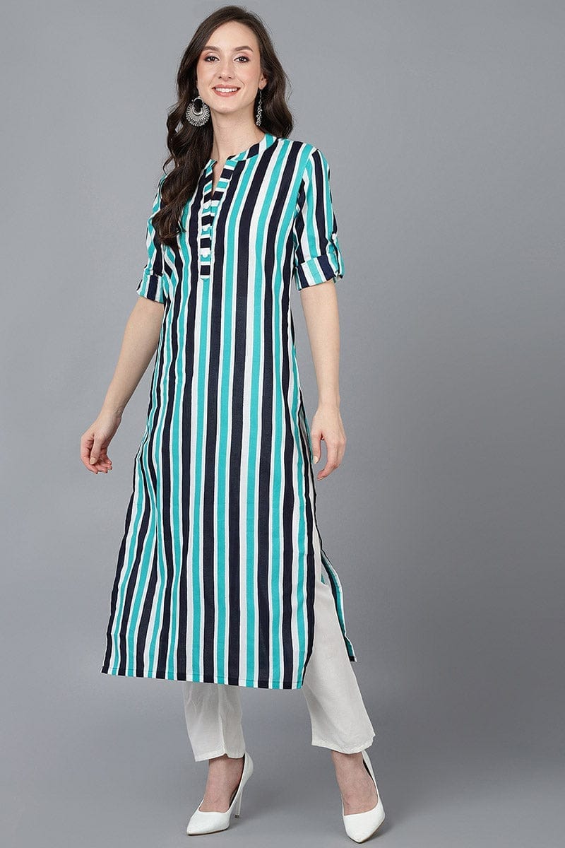 Multicolor Cotton Straight Kurta VCK8719