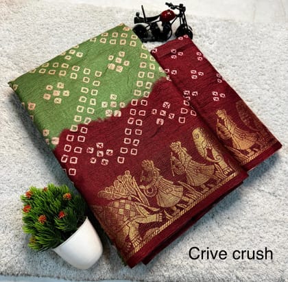 Pure Dola silk with crush all over saree jequrd boder same as original boder only