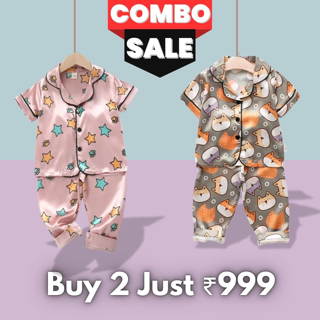 2 NIGHT SUITS COMBO FOR BOYS AND GIRLS (Printed Multi)-1-2 year