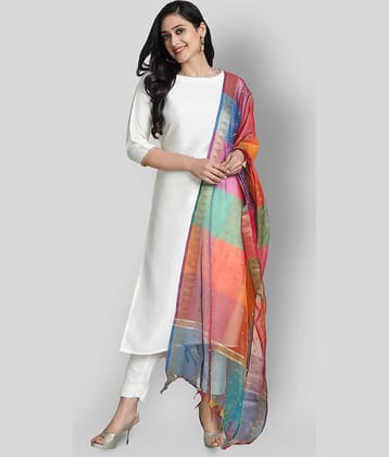 Janasya - Off White Straight Silk Women's Stitched Salwar Suit ( Pack of 1 )