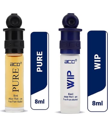 aco perfumes Pure & Wip  Concentrated  Attar Roll On 8ml COMBO SET