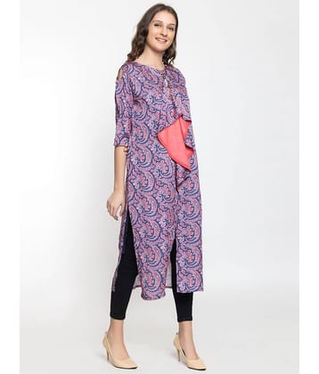 ELTHIA - Pink Silk Women's Straight Kurti ( Pack of 1 )
