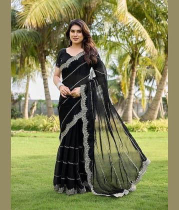 TTH Jimmy Choo Embroidered Regular Saree With Unstitched Blouse Piece ( Light Green )