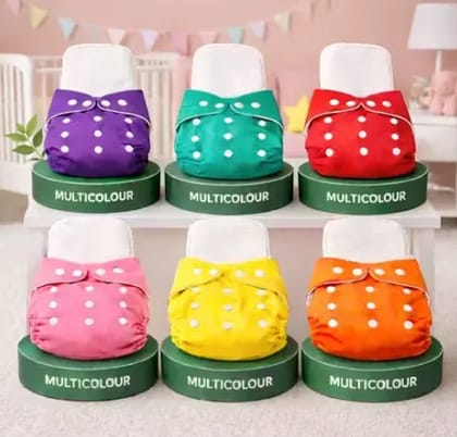 Pack of 6 with 6 Insert Snap Button Cloth Diapers,,