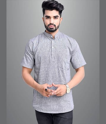 QuaClo - Grey Cotton Blend Men's Shirt Style Kurta ( Pack of 1 )