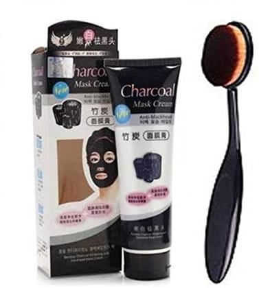 Elecsera Combo of Charcoal face mask peel off mask anti blackhead with makeup foundation brush (2 Items in the set)