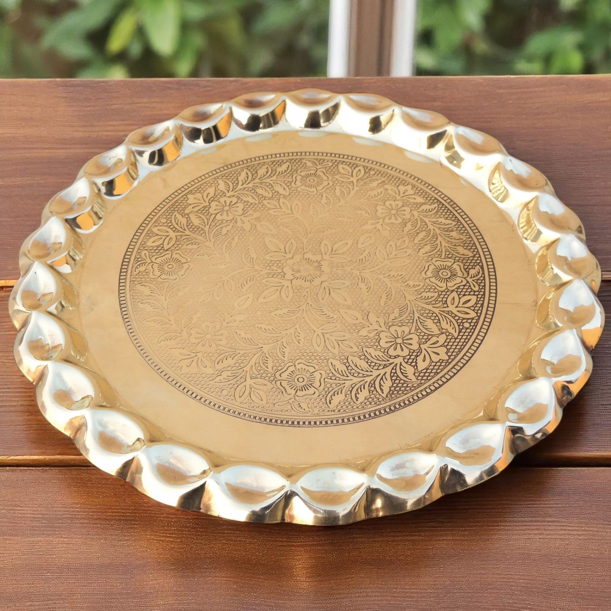 Brass Plate With Flower Design (ZMAS587 D)