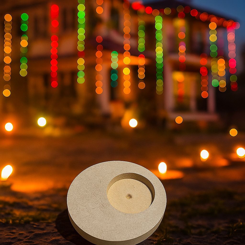 Dbeautify's Round MDF T-Light Candle Holder - Pooja Needs | Buy online on ZillyBuy
