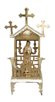 Brass Mary Statue Church with Candle Stand - 7*6*15.5 (Z576 F)