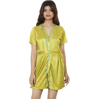 Nivcy Women Solid Nightwear Satin Celery (Small)