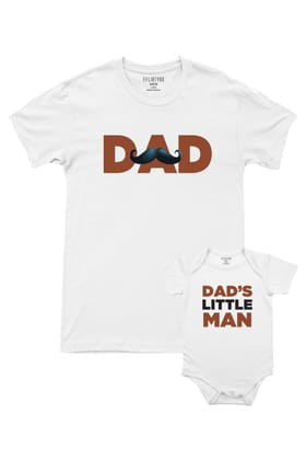 Dad - Dad's Little Man-Half Romper / S / White