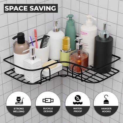 Self Adhesive Bathroom Corner Shelves, Multipurpose Shelf for Bathroom and Kitchen-Pack of 1