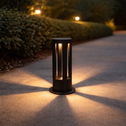 SPARKWORLD Outdoor bollard light, garden pathway light, LED floor light, outdoor LED lamp, warm white garden light, bollard lamp black, landscape lighting India | Colour: LX599GL/12W