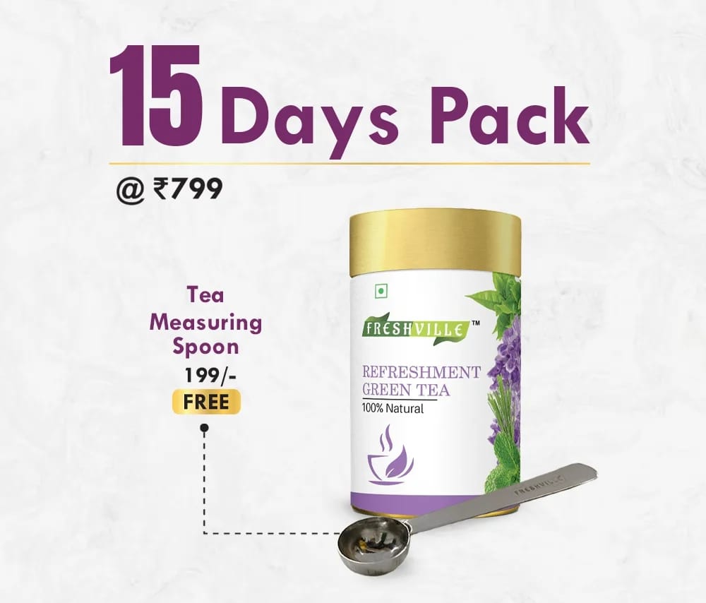 Freshville Refreshment Green Tea Peppermint Lemon Lemongrass Lavender 15 Day Pack 50g Tin