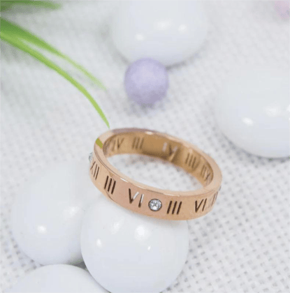 Stainless Steel Rosegold Plated Roman Numerals Finger ring Stainless Steel Rosegold Plated Roman Numerals Finger ring