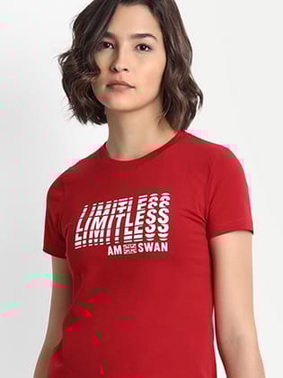 Women'S Premium Cotton Graphic Half Sleeve T-Shirts-XS / Red