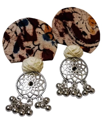 Bohemian Fabric Earrings Set - Unique Silver-Tone Lightweight Design