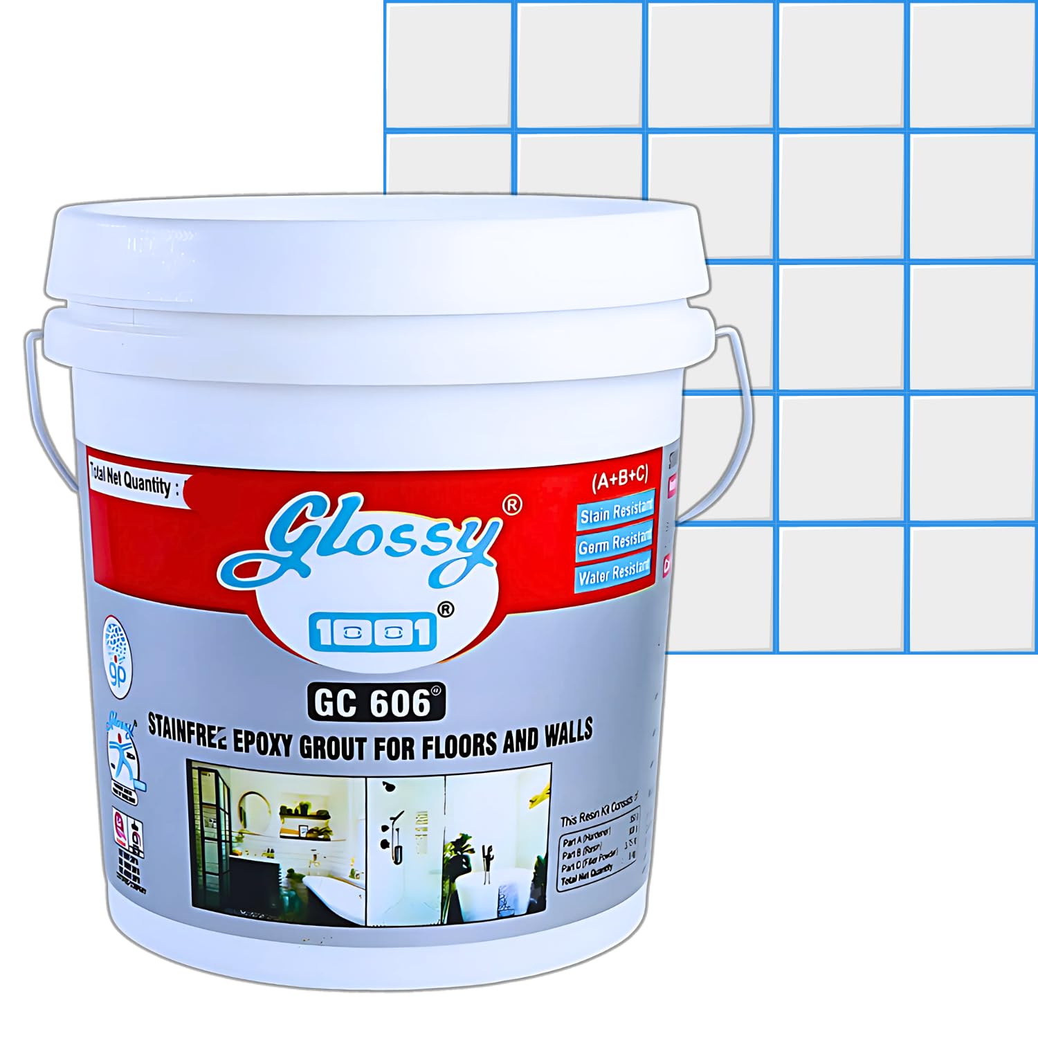1001 GC 606 Stainfree Epoxy Grout for Floors and Walls, Professional-grade Solution for Both Residential and commercial spaces, Stain Resistance and Water Resistance. (Sky Blue, 5kg)