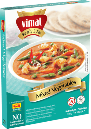 VIMAL Ready to Cook and EatPatiyala Style Mixed Vegetables Instant Mix Vegetarian with No Added Preservative and Colours - 300g(Pack of 4)