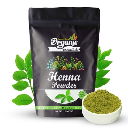Organic Essentials Henna Powder | 100% Pure & Natural Mehndi for Hair & Beard | Herbal Conditioning & Natural Coloring | Chemical-Free Herbal Hair Care | 200g (Pack of 1) Organic Essentials Henna Powder | 100% Pure & Natural Mehndi for Hair & Beard | Her