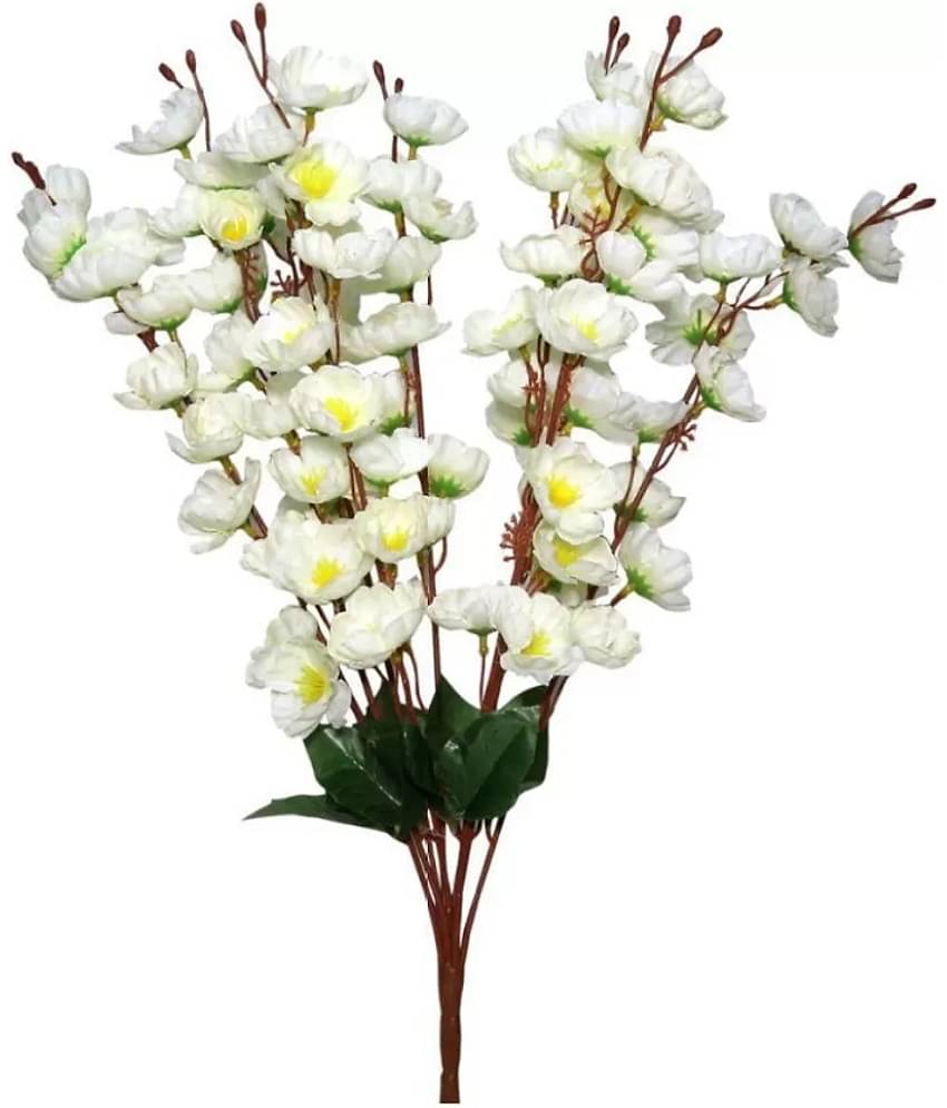 fns store Orchids White Artificial Flowers Bunch - Pack of 1
