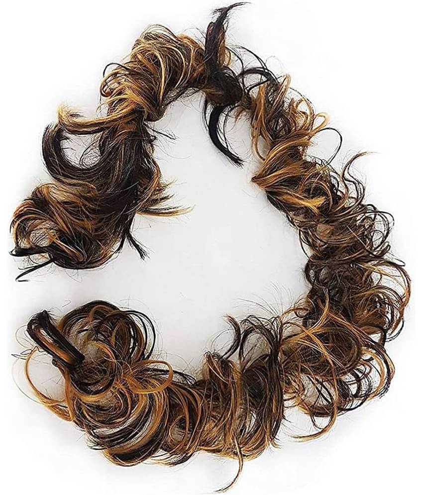 VSAKSH Curly Hair Wig Brown & Golden Highlight