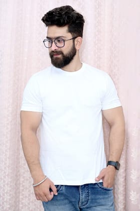 Ultra Soft Solid T-Shirt, White (Size - L)