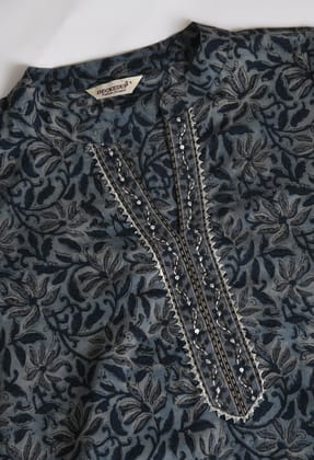 Jaipuri Earthy Block Tunic-XS / Blue