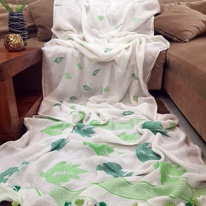 AWESOME LINEN COTTON PRINTED SAREE - 1870