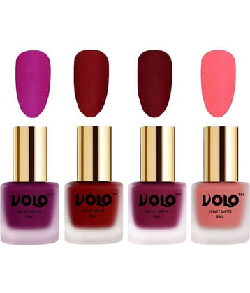 VOLO Velvet Dull Matte Posh Shades Nail Polish Multi Matte Pack of 4 32 mL