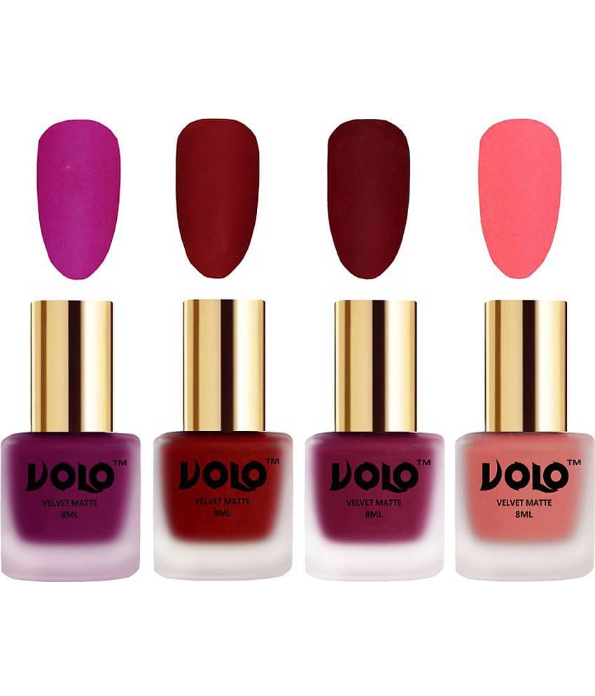 VOLO Velvet Dull Matte Posh Shades Nail Polish Multi Matte Pack of 4 32 mL