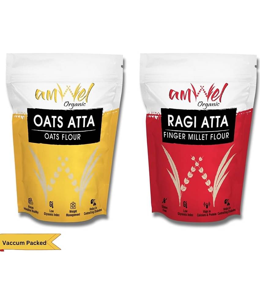 Amwel Oats Atta 450g + Ragi Atta 450g 900 gm Pack of 2