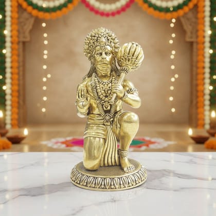Brass Hanuman Ji Idol Statue for Home Temple, Large Size, Height : 8.5 Inch (BSMAS1735 L)