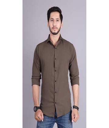 jeevaan... the perfact fashion Cotton Blend Slim Fit Solids Full Sleeves Men's Casual Shirt - Coffee ( Pack of 1 )