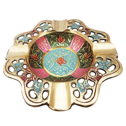 Brass Ashtray | Luxury Office & Living Room Decor, Height : 1 Inch (ZMAS382 A)