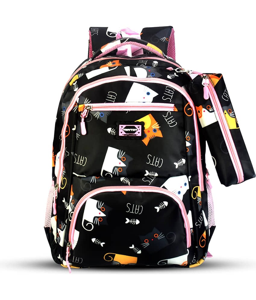 Tinytot Black Polyester Backpack For Kids