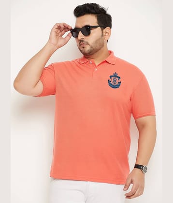 GET GOLF Pack of 1 Cotton Blend Regular Fit Solid Half Sleeves Men's Polo T Shirt ( Coral )