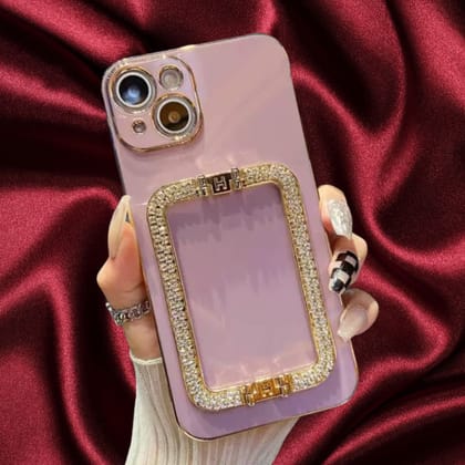 Diamond Rhinestones Gold Buckle Holder Cover-iPhone 14